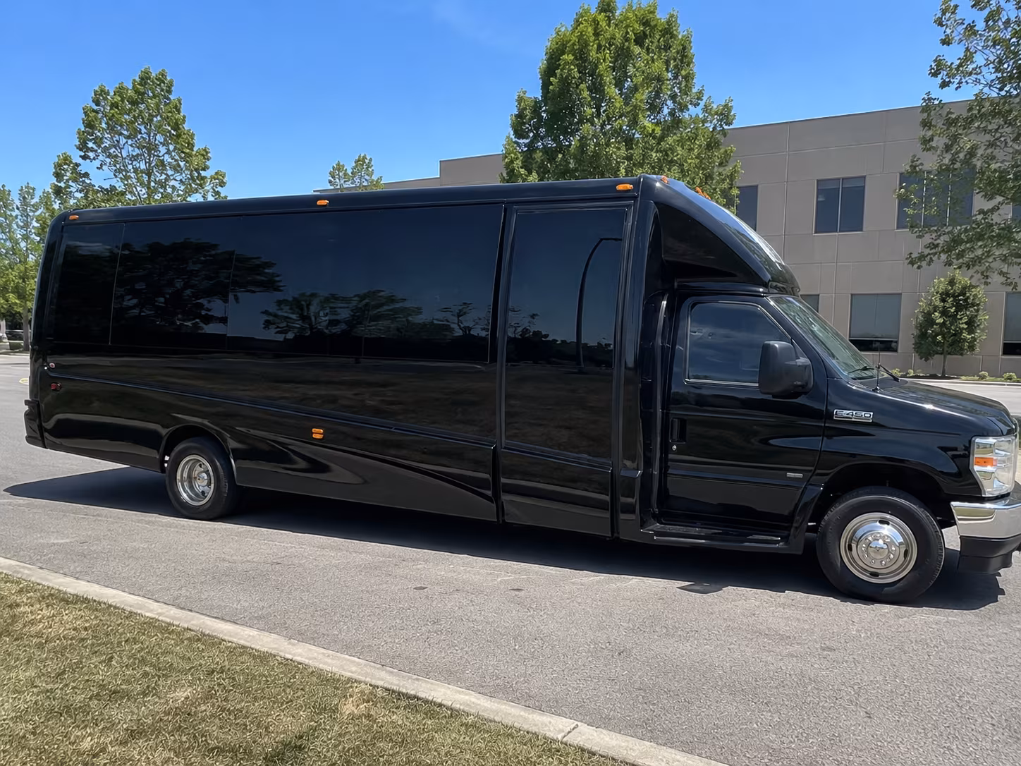 Passenger watching the Stockton scenery during a regional party bus road trip