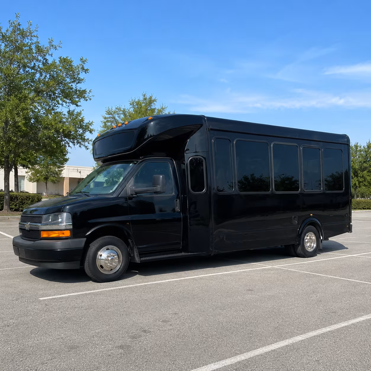 Wedding guests seated inside a party bus serving Stockton