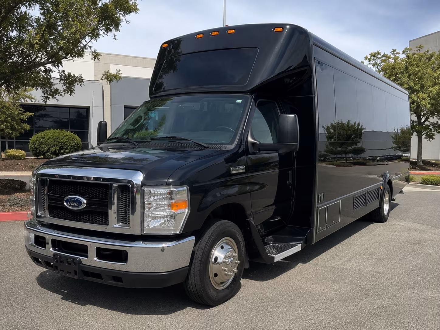 Interior of a party bus rental serving Stockton