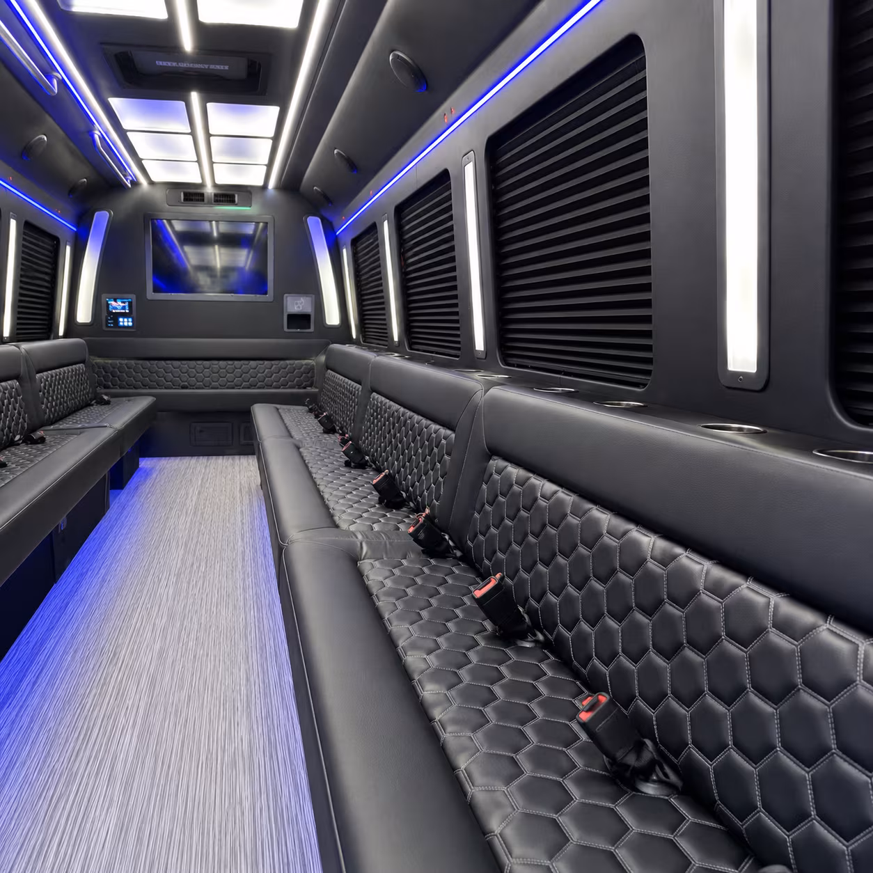 Stockton Private Event Transportation party bus interior