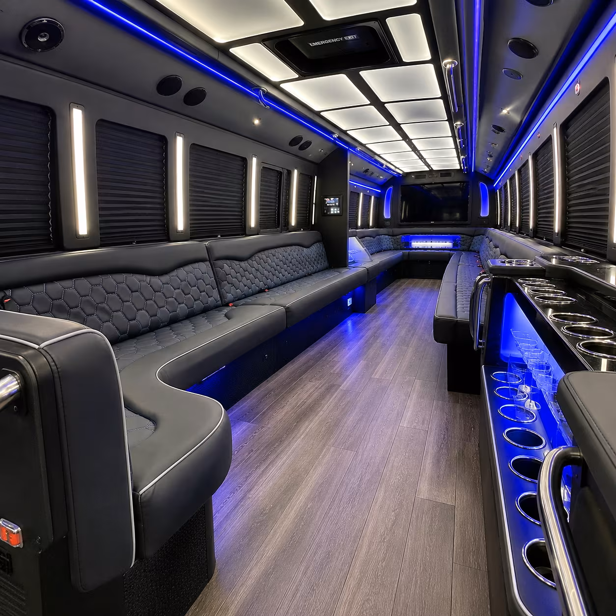 Stockton Winery Tour & Pub Crawl Transportation party bus interior
