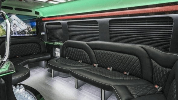 Interior of Charter Bus Company Manteca's 14 Passenger Sprinter Limousine in Manteca