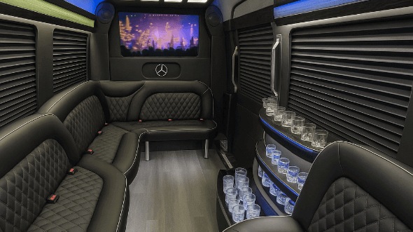 Interior of Charter Bus Company Tracy's 14 Passenger Sprinter Limousine in Tracy