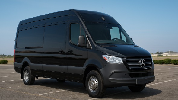 Exterior of Charter Bus Company Lodi's 14 Passenger Sprinter Limousine in Lodi