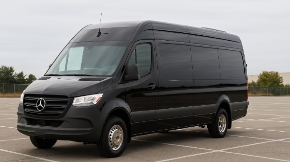 Exterior of Charter Bus Company Tracy's 14 Passenger Sprinter Limousine in Tracy