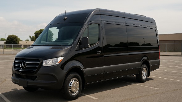 Exterior of Charter Bus Company Turlock's 14 Passenger Sprinter Limousine in Turlock