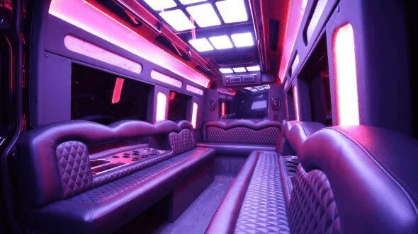 Interior of Charter Bus Company Manteca's 18 Passenger Party Bus in Manteca