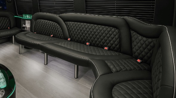 Interior of Charter Bus Company Vacaville's 18 Passenger Party Bus in Vacaville