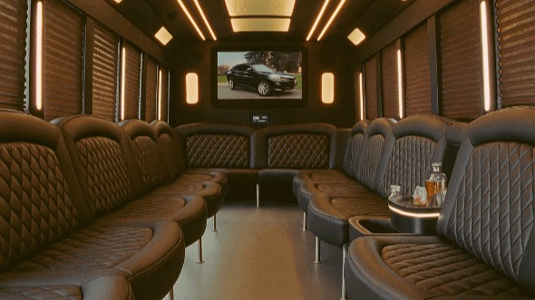 Interior of Charter Bus Company Lodi's 20 Passenger Party Bus in Lodi