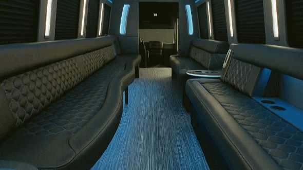 Interior of Charter Bus Company Turlock's 20 Passenger Party Bus in Turlock