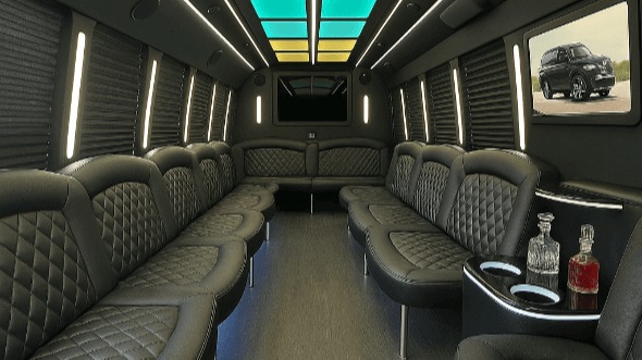 Interior of Charter Bus Company Turlock's 25 Passenger Party Bus in Turlock