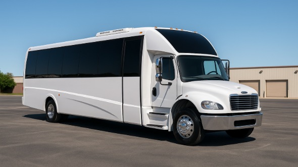 Exterior of Charter Bus Company Turlock's 25 Passenger Party Bus in Turlock