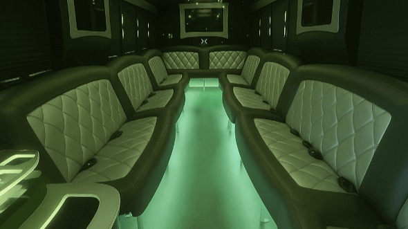 Interior of Charter Bus Company Brentwood's 28 Passenger Party Bus in Brentwood