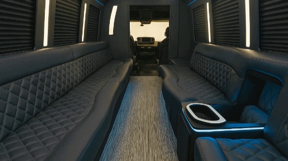 Interior of Charter Bus Company Sacramento's 30 Passenger Party Bus in Sacramento