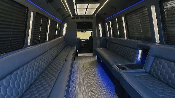 Interior of Stockton Party Bus Company's 30 Passenger Party Bus in Stockton
