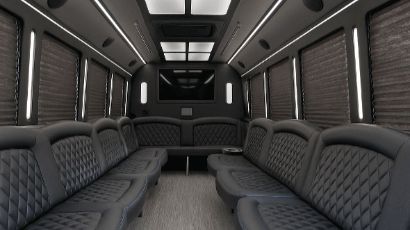 Interior of Charter Bus Company Elk Grove's 40 Passenger Party Bus in Elk Grove