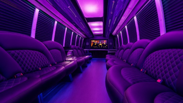 Interior of Stockton Party Bus Company's 40 Passenger Party Bus in Stockton