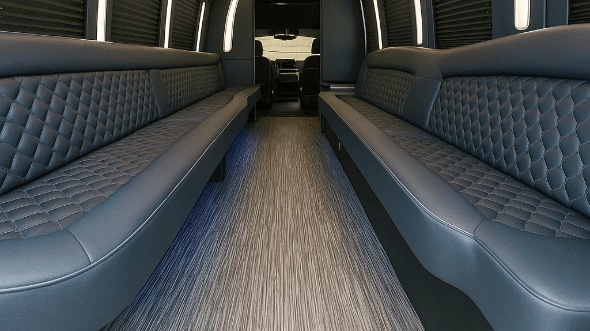 Interior of Charter Bus Company Turlock's 40 Passenger Party Bus in Turlock