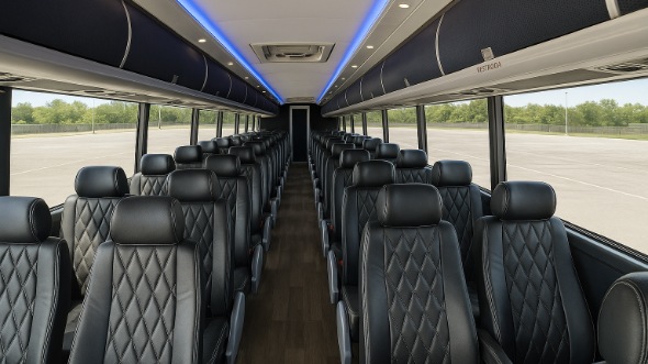 Interior of Charter Bus Company Stockton's 44 Passenger Charter Bus in Stockton
