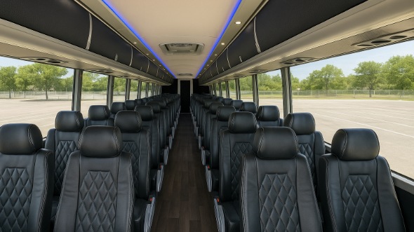 Interior of Charter Bus Company Stockton's 46 Passenger Charter Bus in Stockton