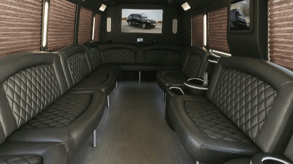 Interior of Charter Bus Company Elk Grove's 50 Passenger Party Bus in Elk Grove