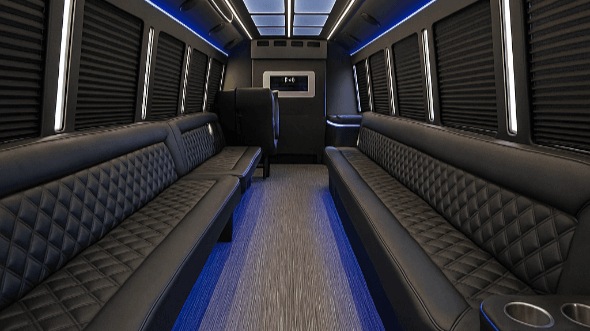 Interior of Stockton Party Bus Company's 50 Passenger Party Bus in Stockton