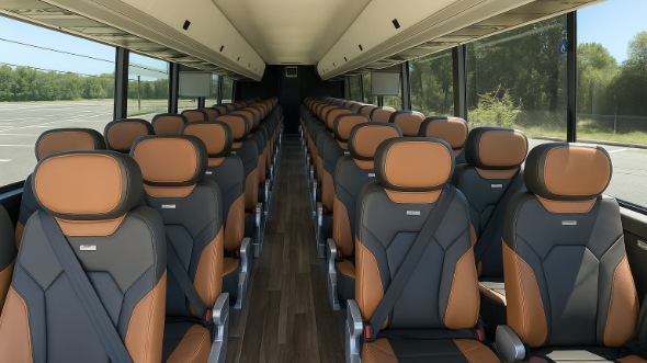 Interior of Charter Bus Company Stockton's 54 Passenger Charter Bus in Stockton