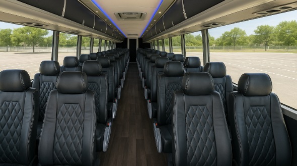 Interior of Charter Bus Company Stockton's 56 Passenger Charter Bus in Stockton