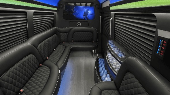 stockton 14 passenger sprinter limousine interior