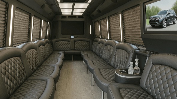 stockton 25 passenger party bus interior