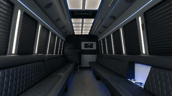 stockton 40 passenger party bus interior
